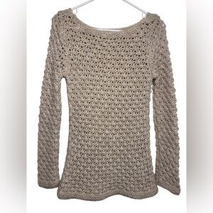 Berretti Italy Alpaca Blend Open Knit Sweater Small Neutral Boho
